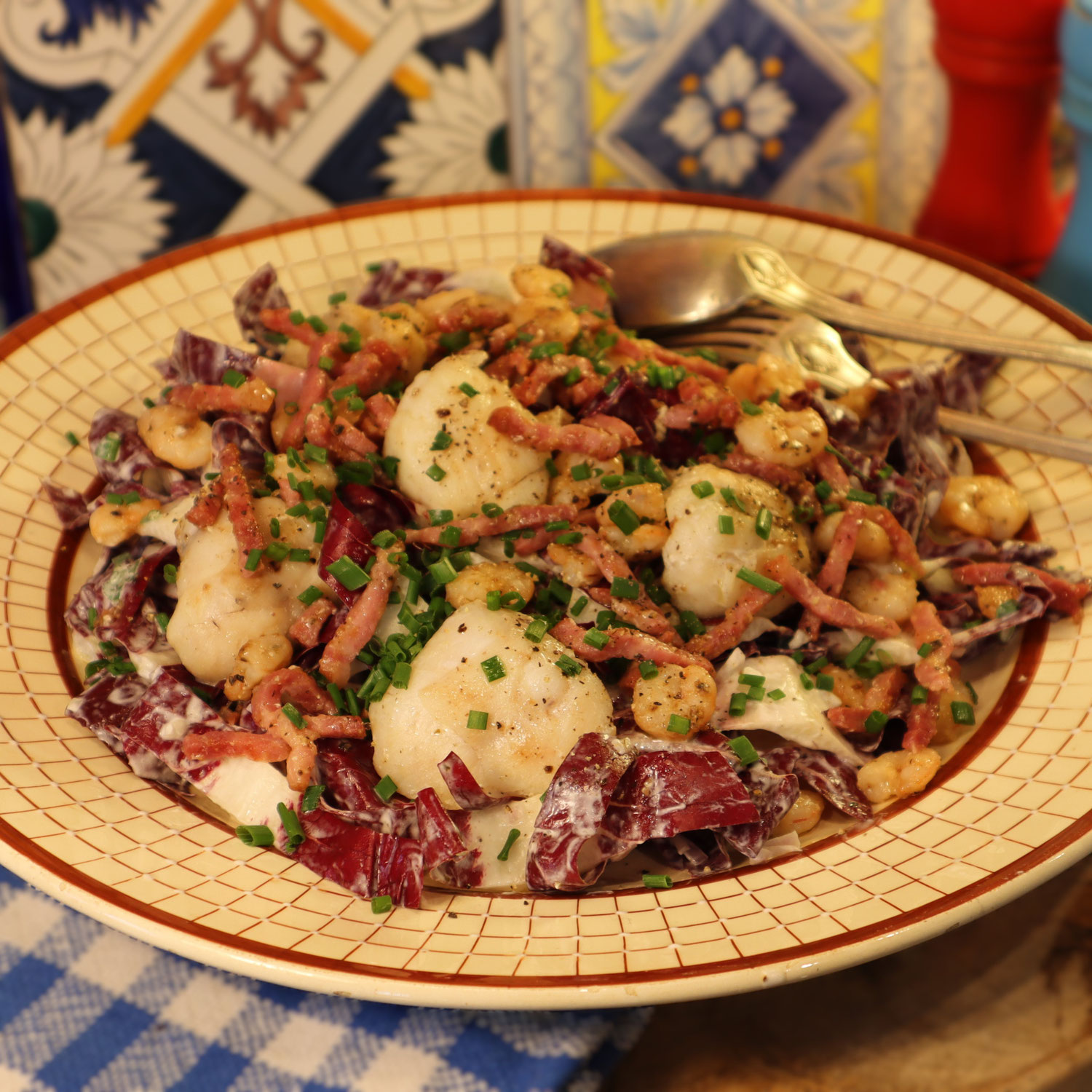 Ma SALADE DE JOUES DE LOTTE AUX PETITS LARDONS - Délicate !