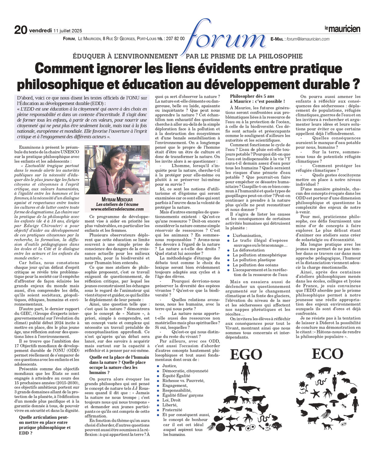 Pratique philo et éducation à l'environnement : voici mon dernier article paru le 10/07/2025  !