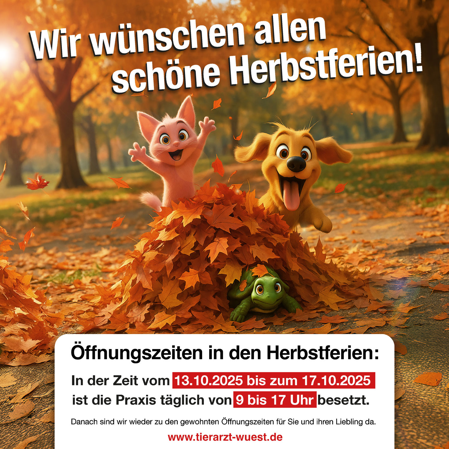 Herbstferien – geänderte Öffnungszeiten