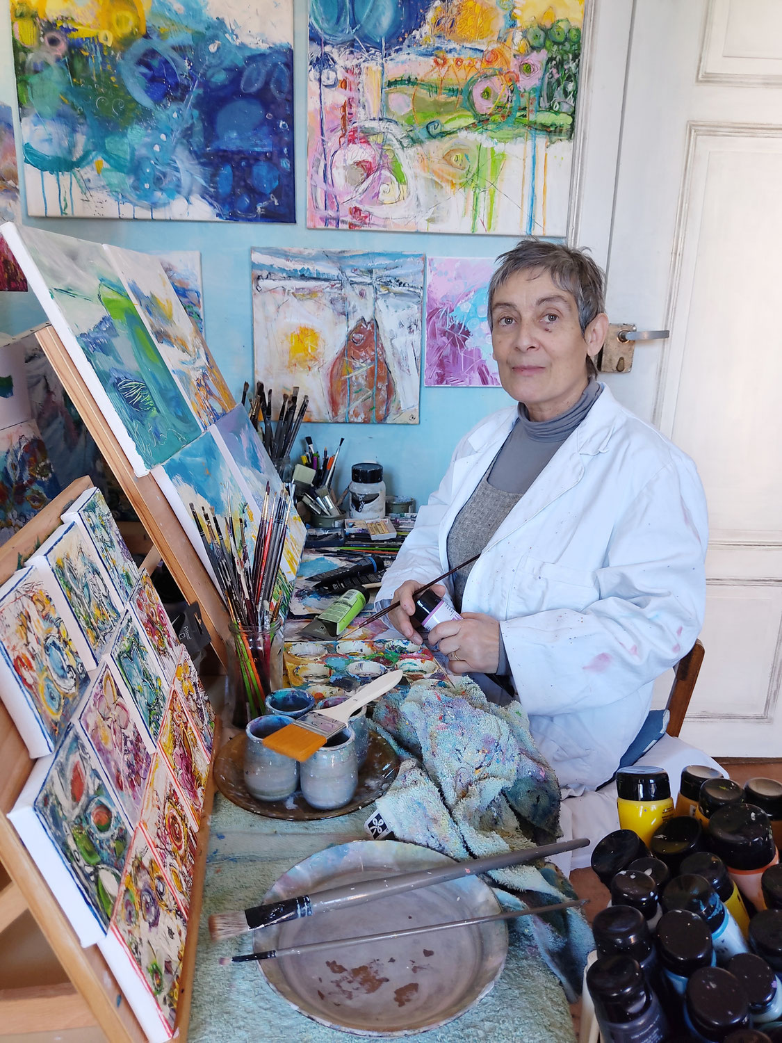 Elisabeth Augendre artiste peintre en Ariège, à l'atelier