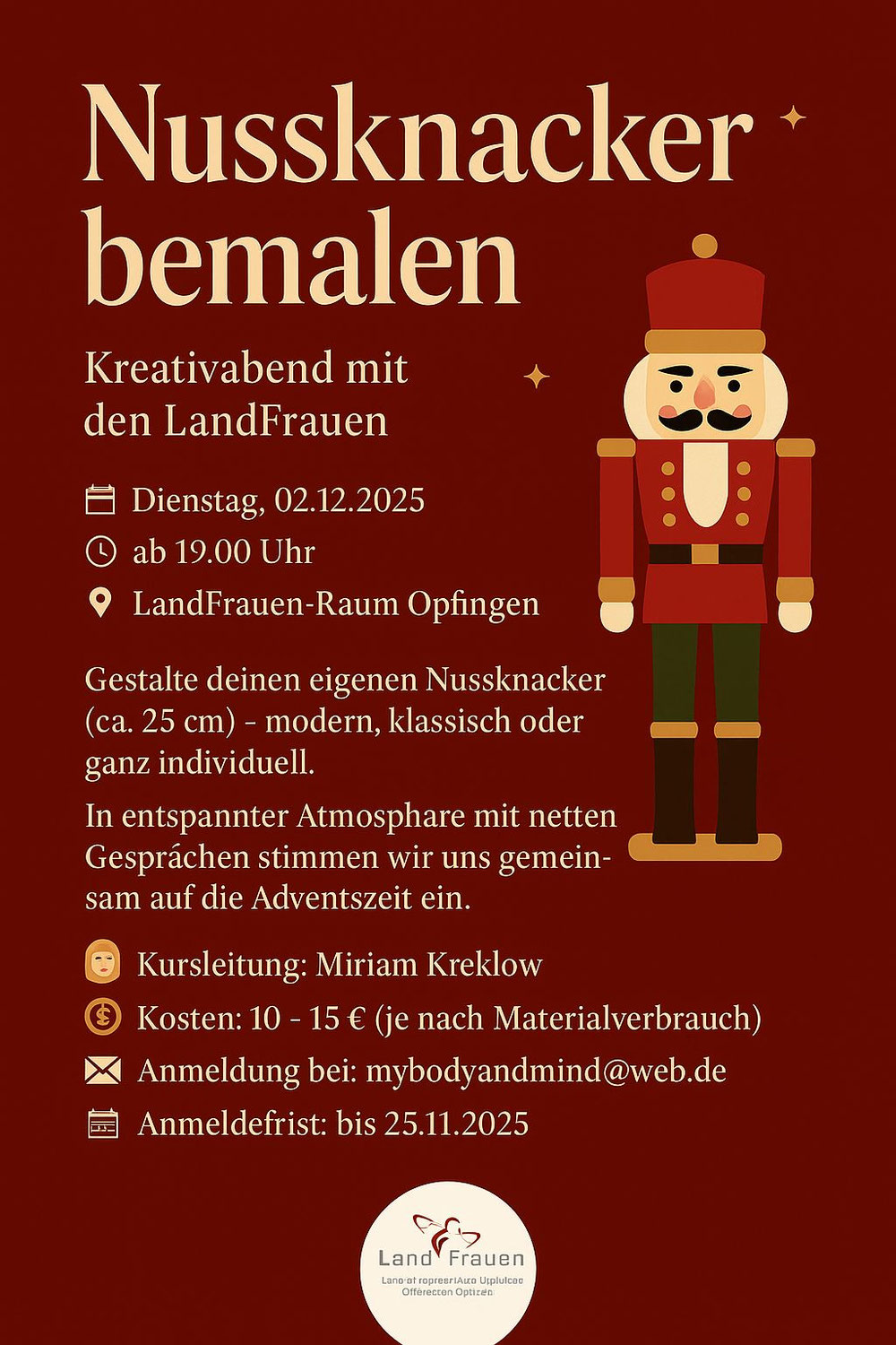 Nussknacker bemalen – Kreativabend mit den LandFrauen Opfingen