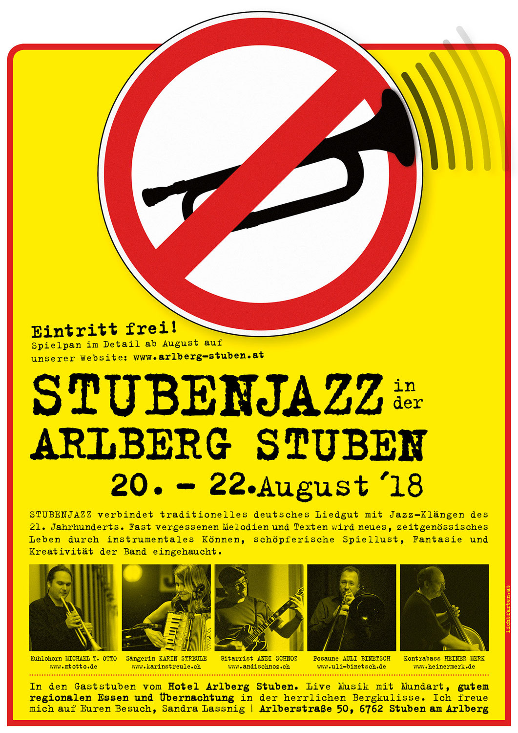 Stubenjazz in unseren Stuben - Eintritt frei - 20. bis 22. August