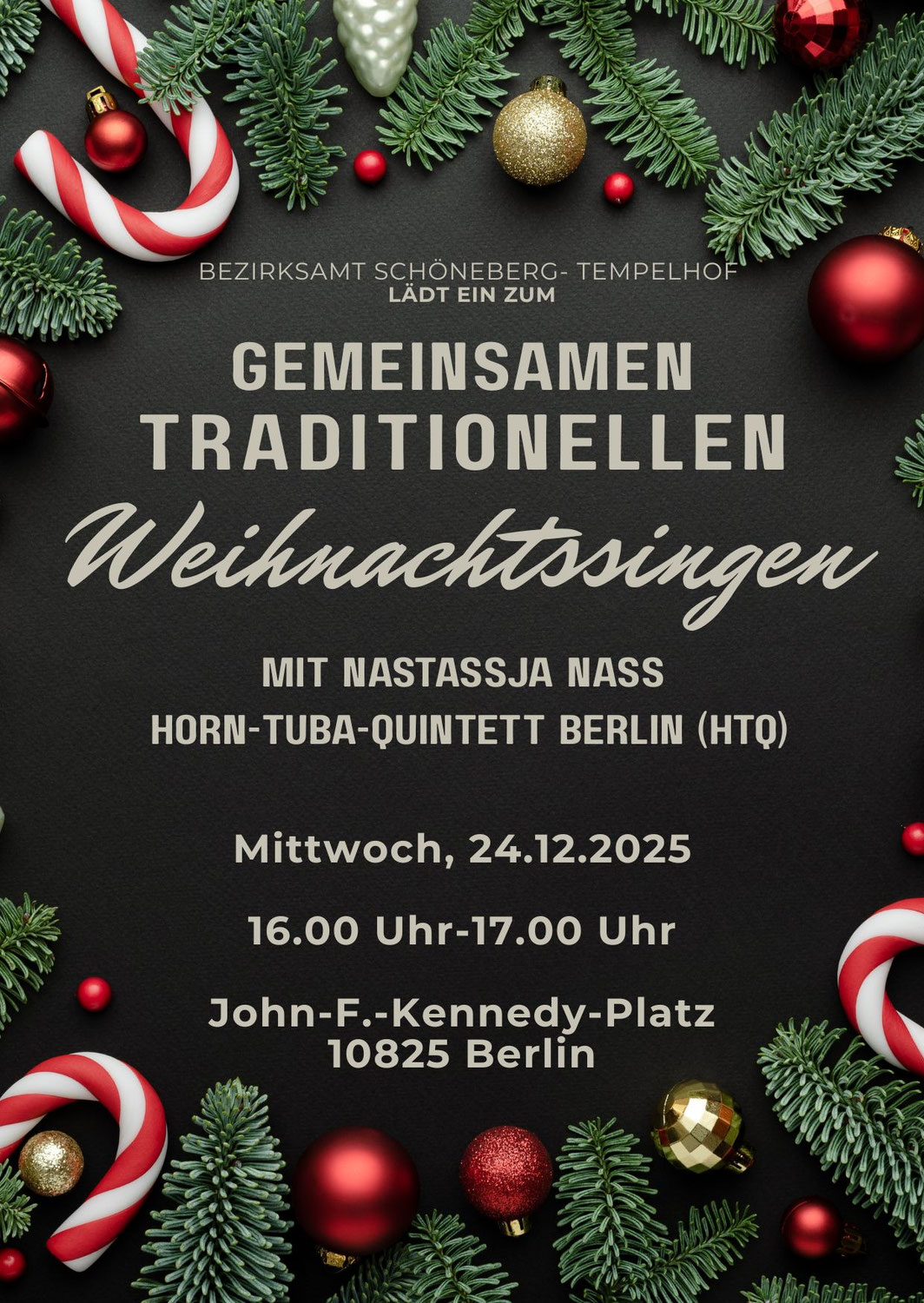 Gemeinsames traditionelles Weihnachstsingen vor dem Rathaus Schöneberg