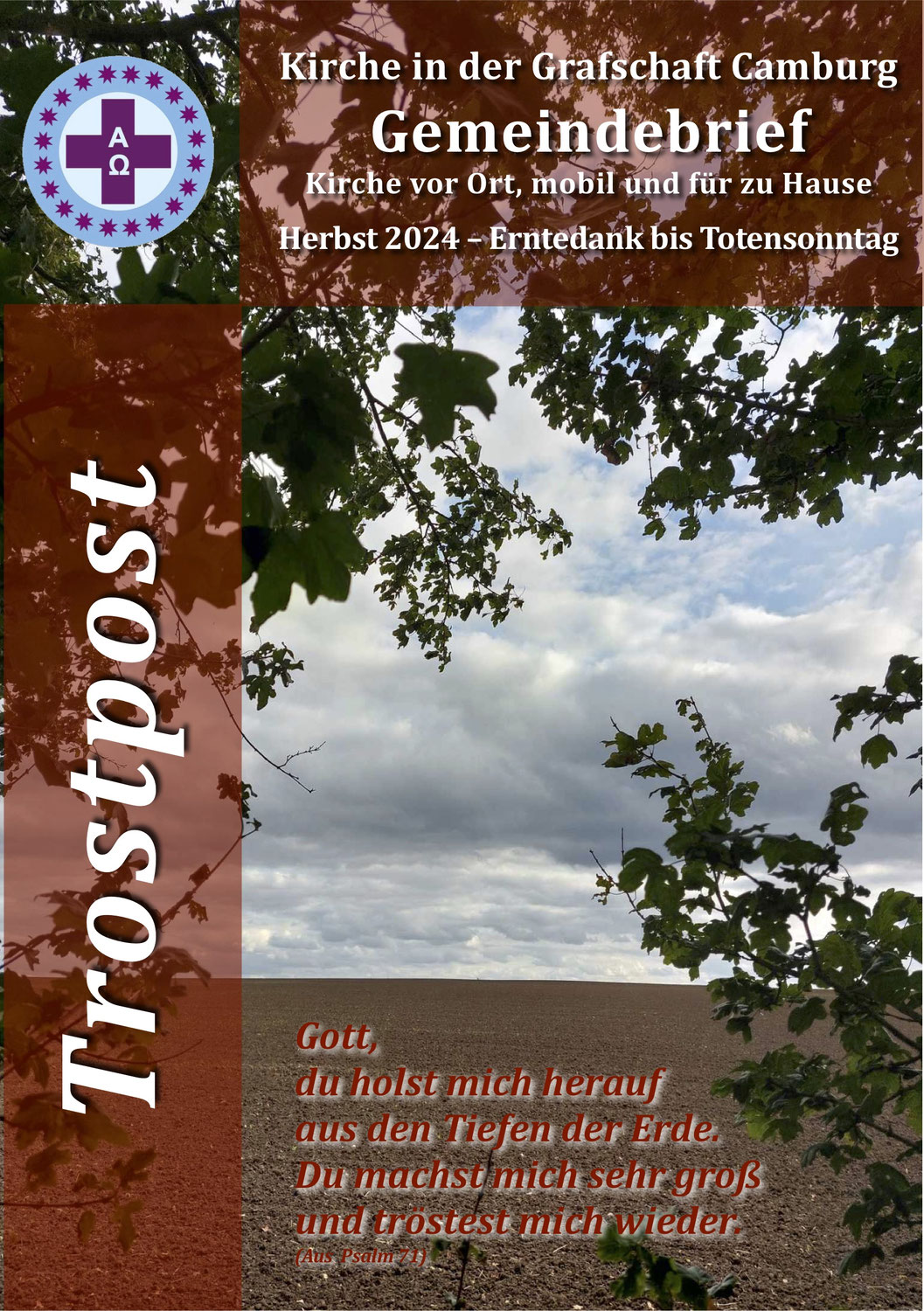 »Trostpost« – Gemeindebrief von Erntedank bis Totensonntag 2024