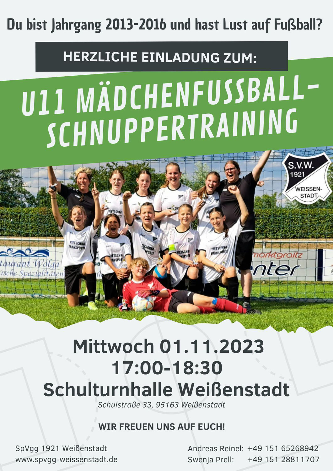 Herzliche Einladung zum U11 Mädchenfußball-Schnuppertraining