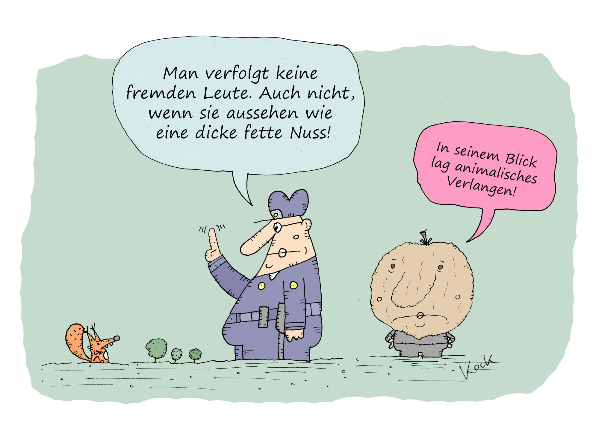 Eichhörnchen verfolgt Mann