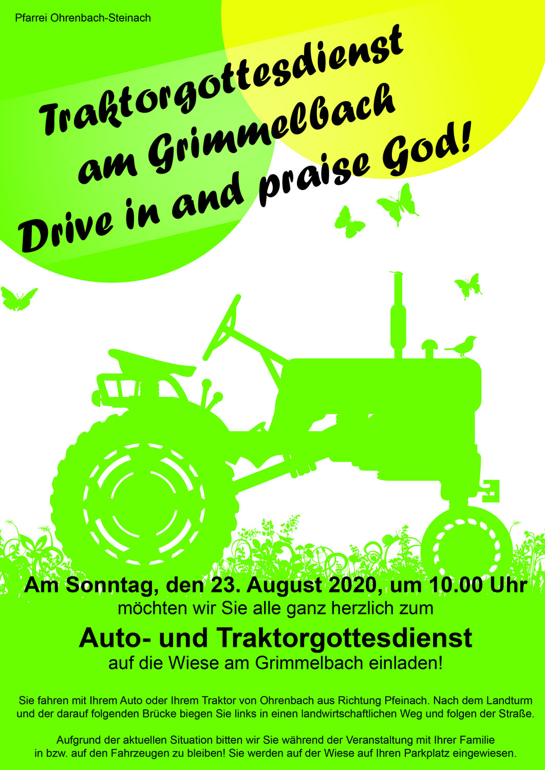Einladung zum Traktorgottesdienst am 23. August 2020