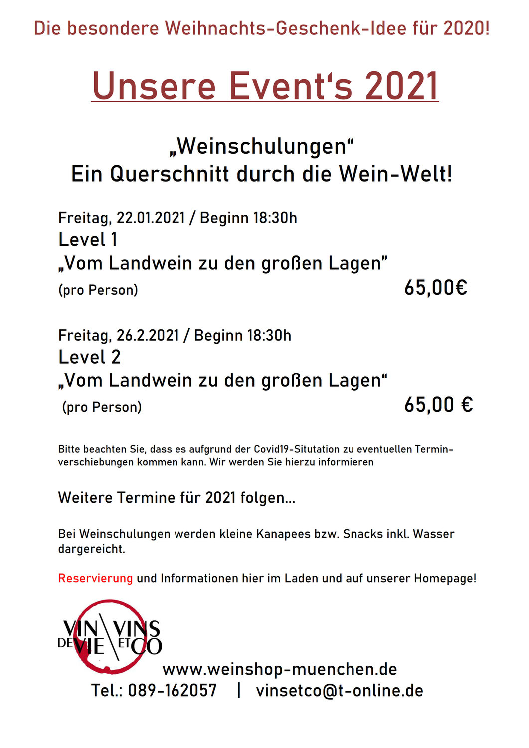 Unserer Events 2021 - Weinschulung