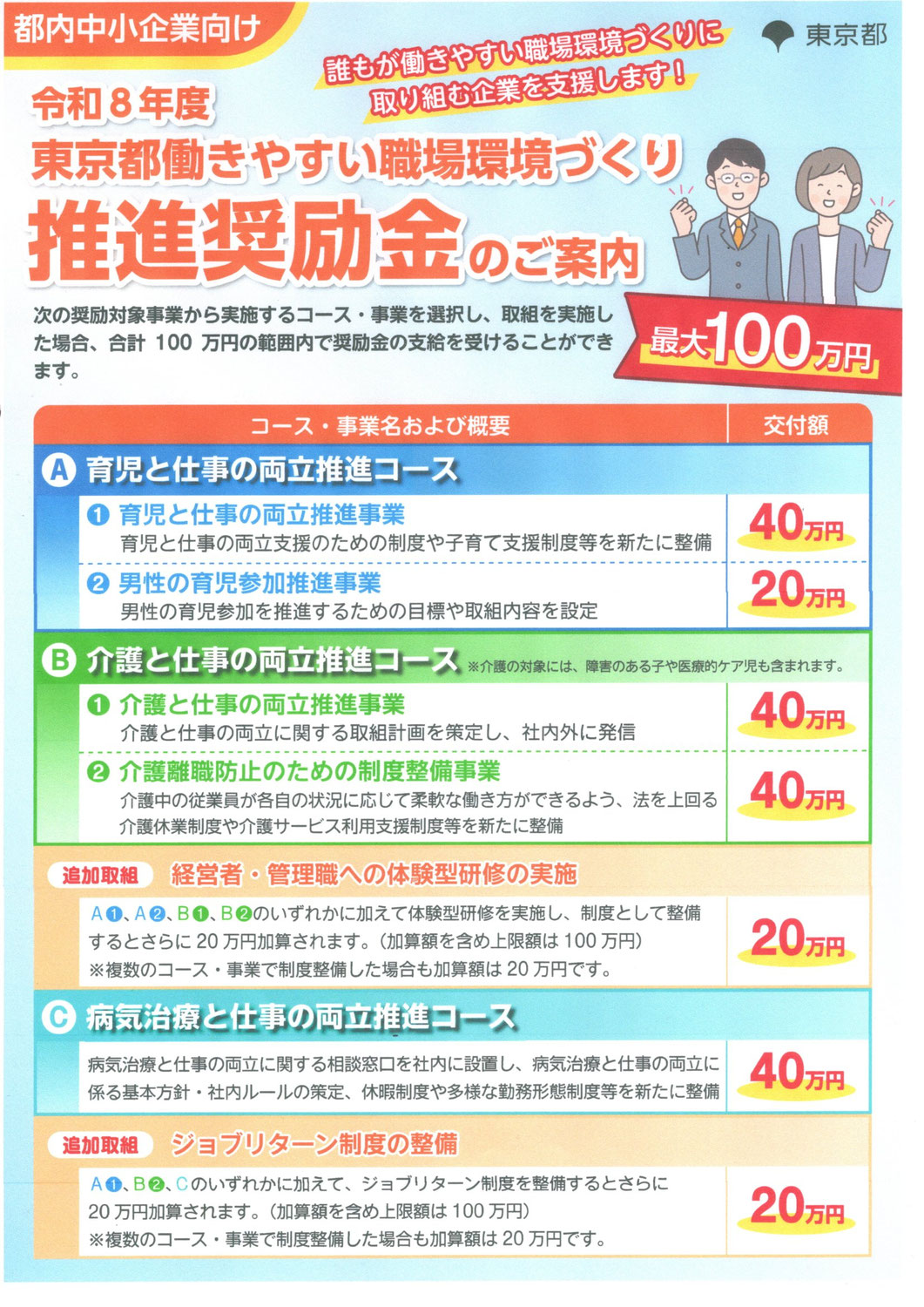 東京都が介護離職防止を後押し　中小企業向け最大100万円の奨励金がスタート