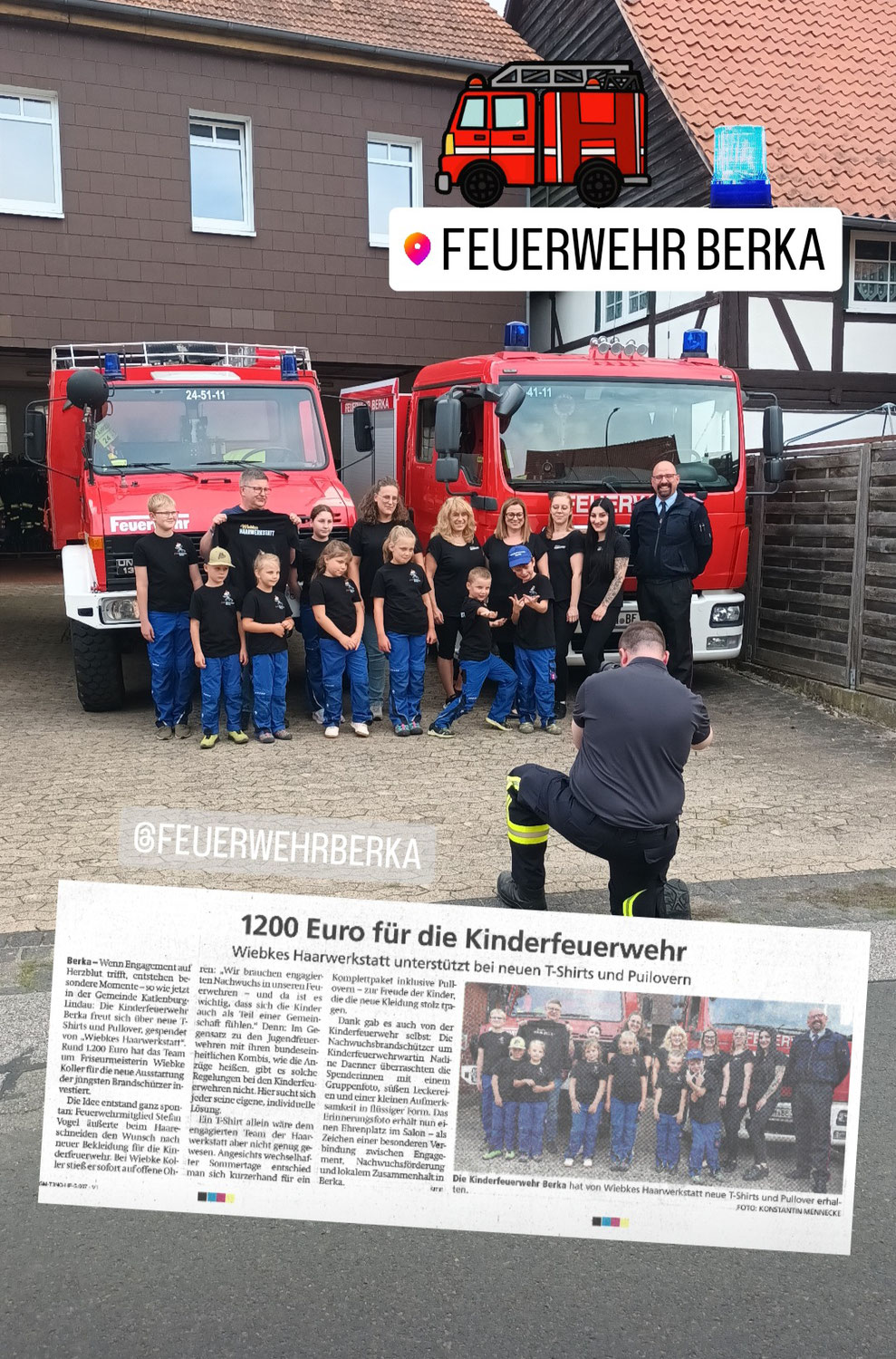 Wir unterstützen die Kinderfeuerwehr Berka