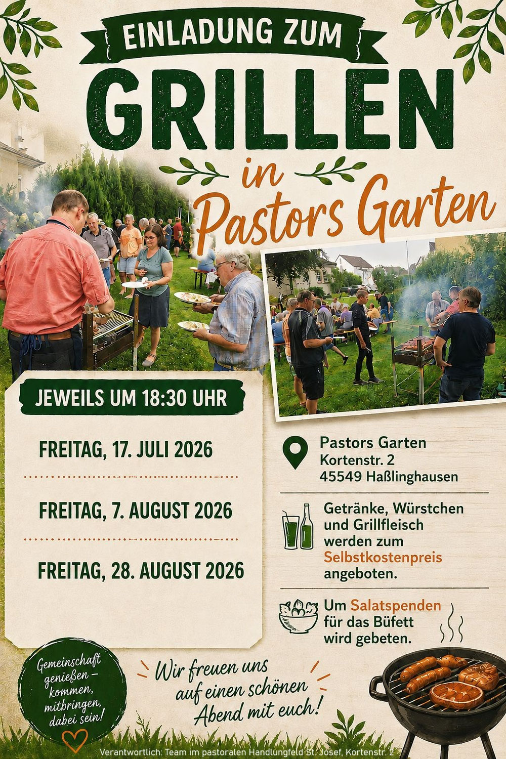 Einladung zum Grillen in Pastors Garten 2026