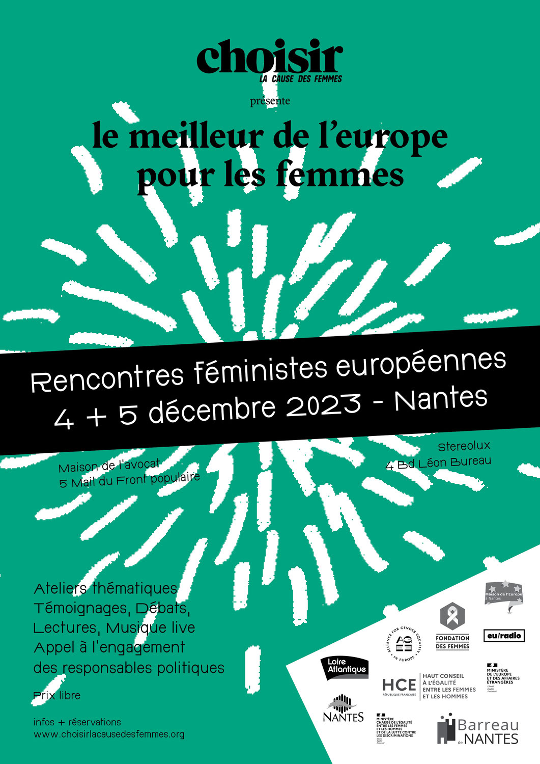 Rencontres féministes européennes des 4 et 5 décembre 2023 à Nantes : La billetterie est ouverte !