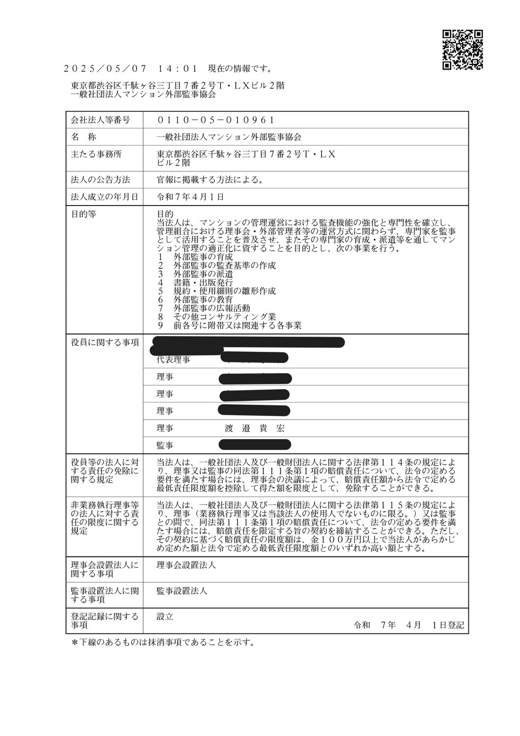 （一社）マンション外部監事協会 設立時理事に就任