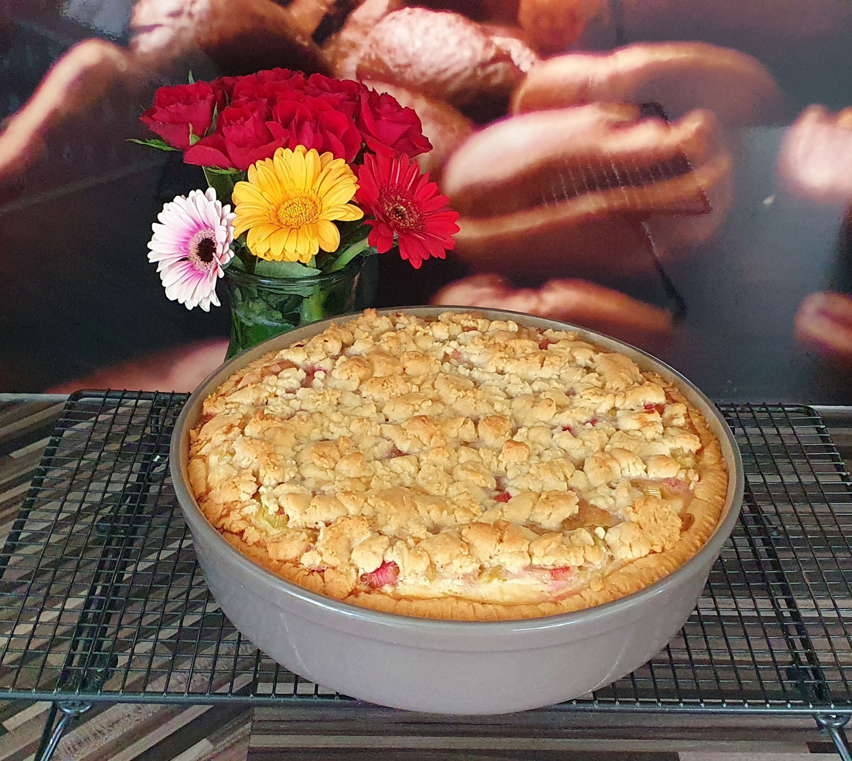 Rhabarberkuchen mit Vanillequark