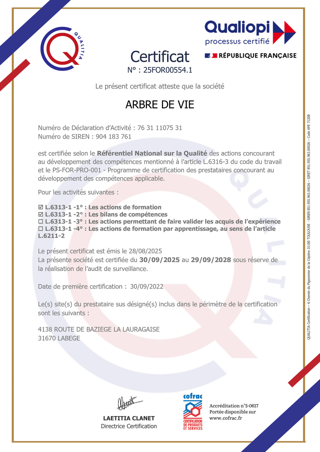 ARBRE DE VIE récompensée par 2 labels qualité !