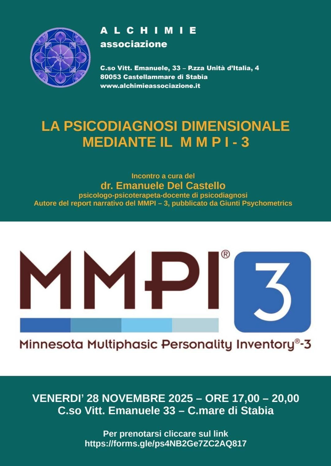 La psicodiagnosi dimensionale mediante il MMPI-3  SEMINARIO