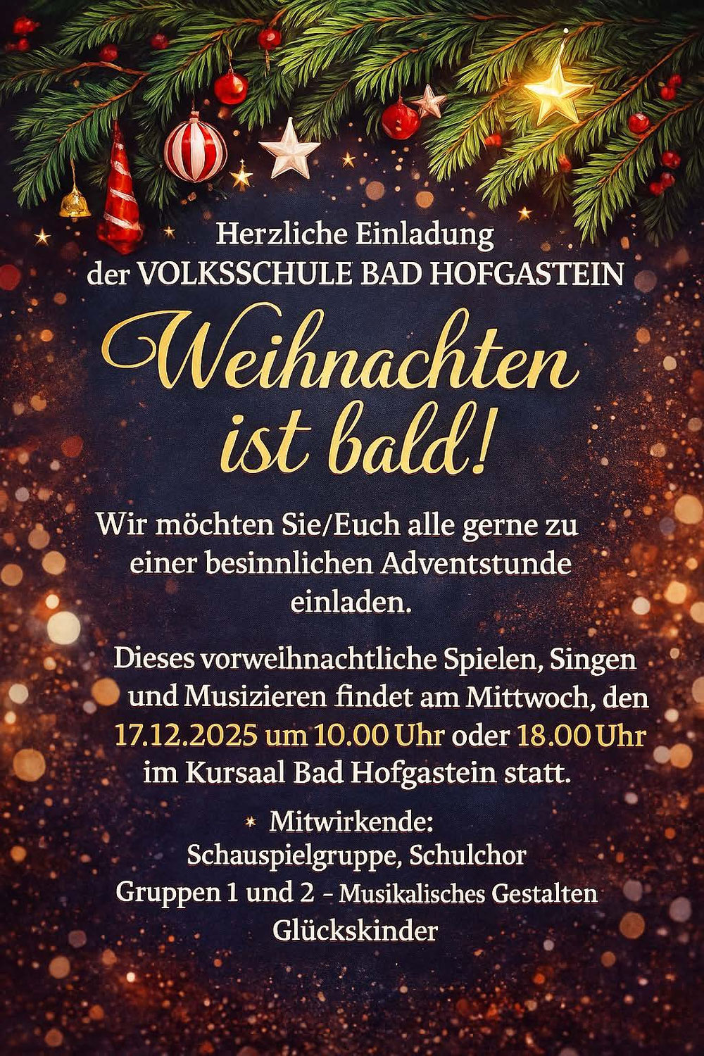 Einladung zur Weihnachtsaufführung