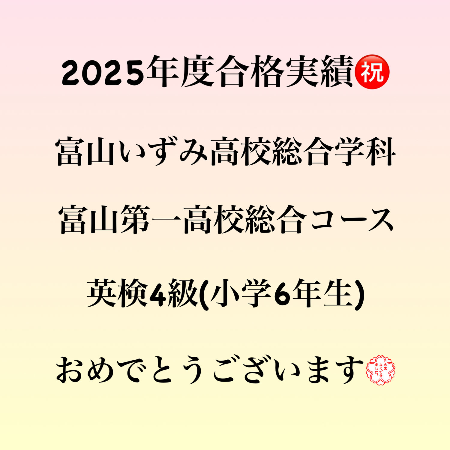 2025年度合格実績