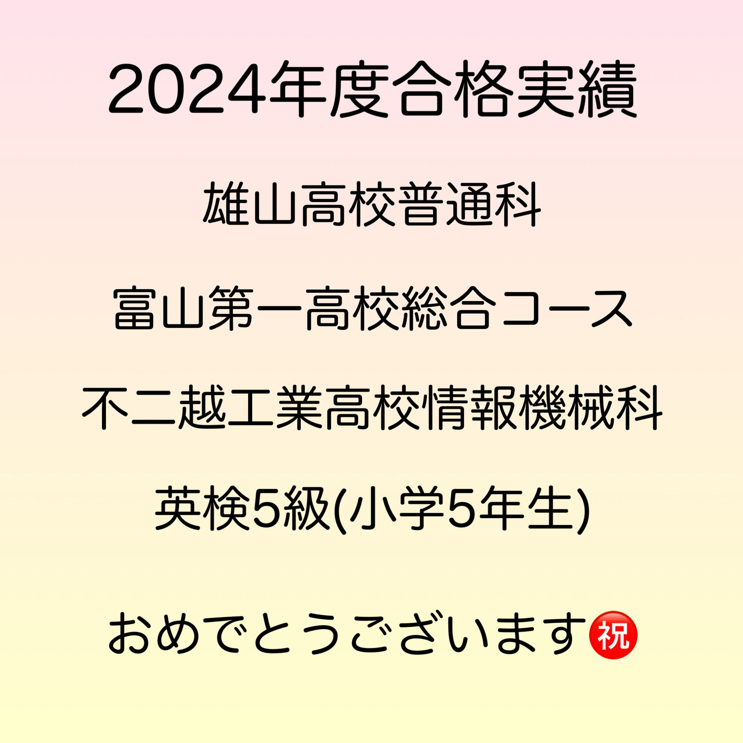 2024年度合格実績