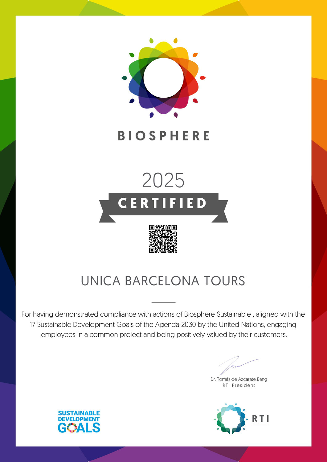 Rinnoviamo il nostro impegno per la sostenibilità: Certificazione Biosphere 2025