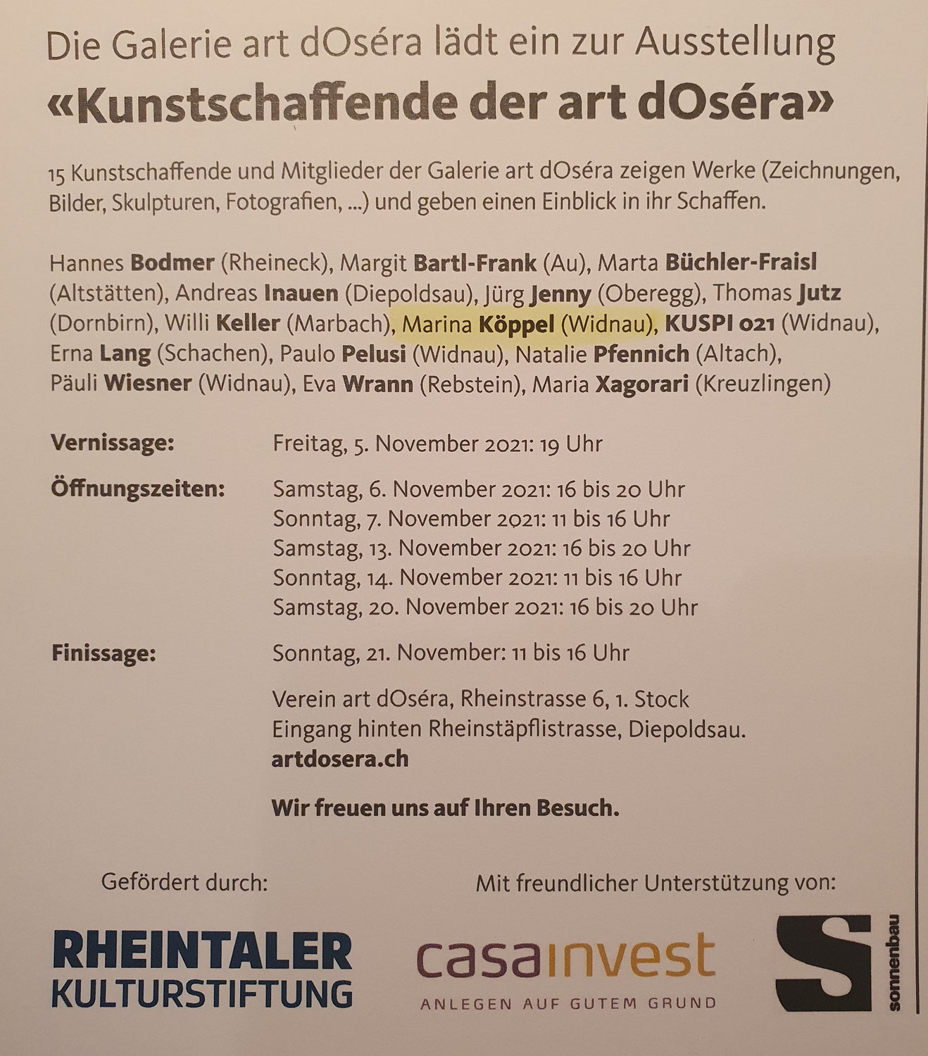 Kunstschaffende der art dOséra
