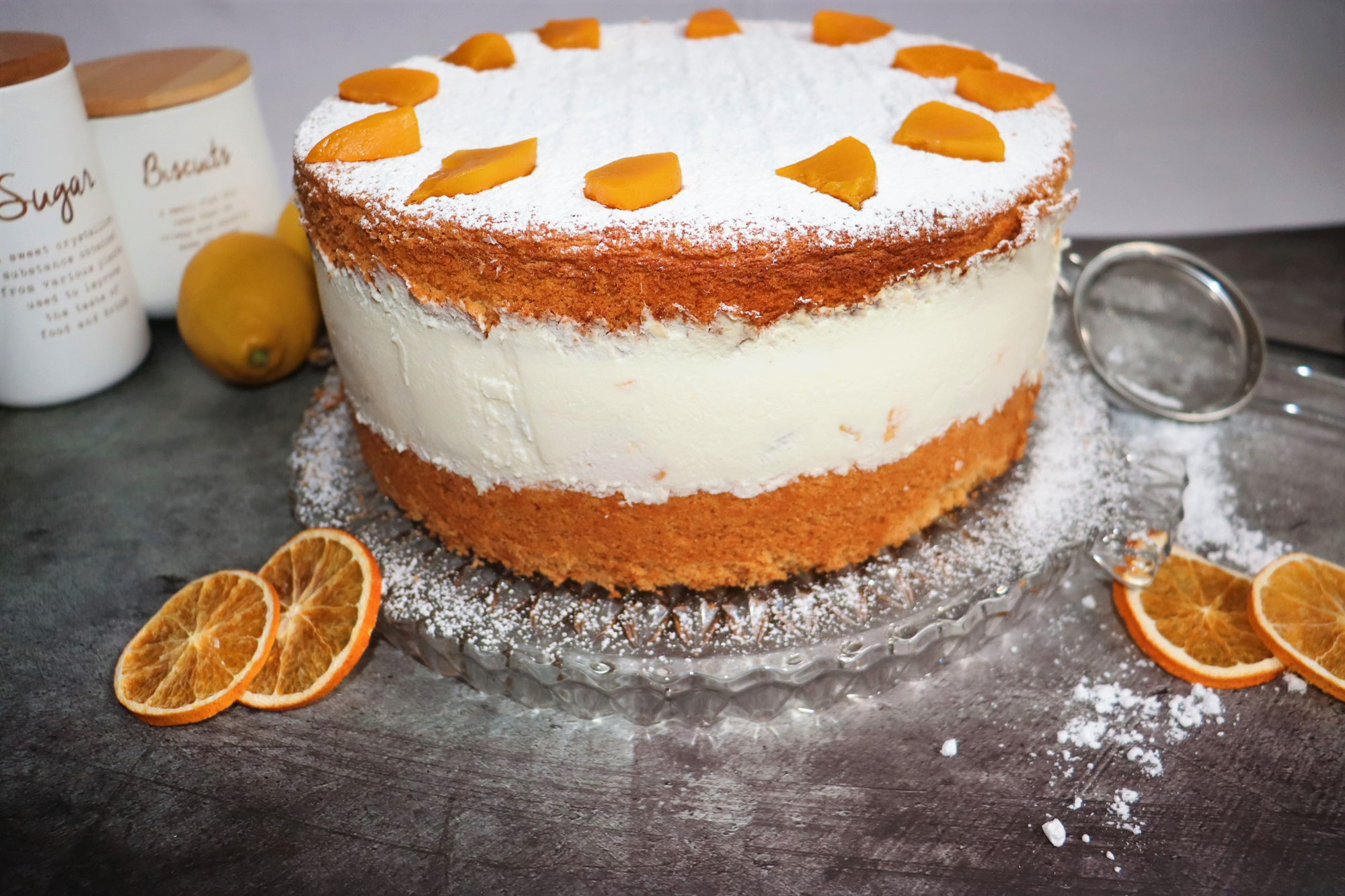 Käse-Sahne-Torte mit Pfirsichen