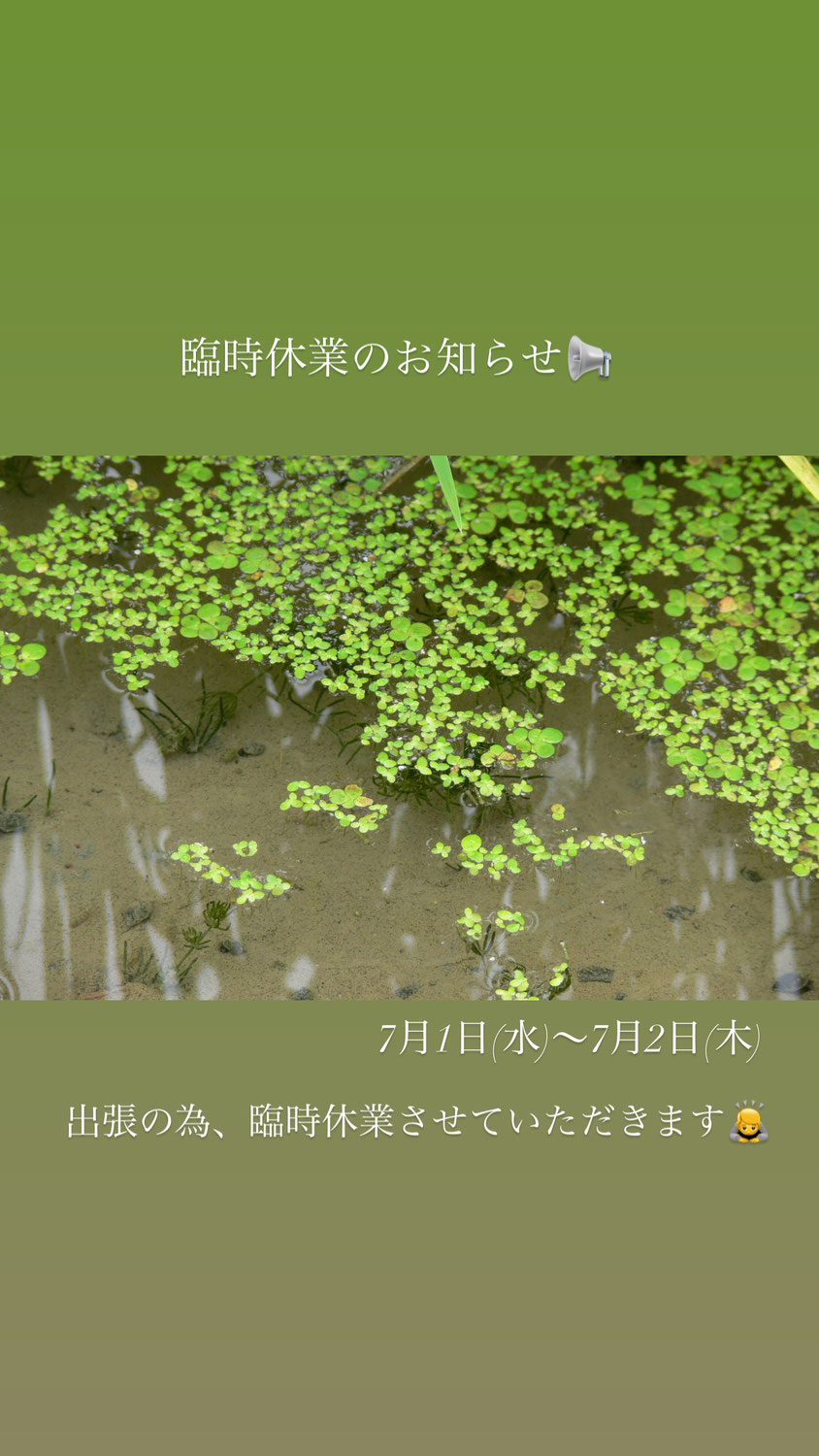 臨時休業のお知らせ