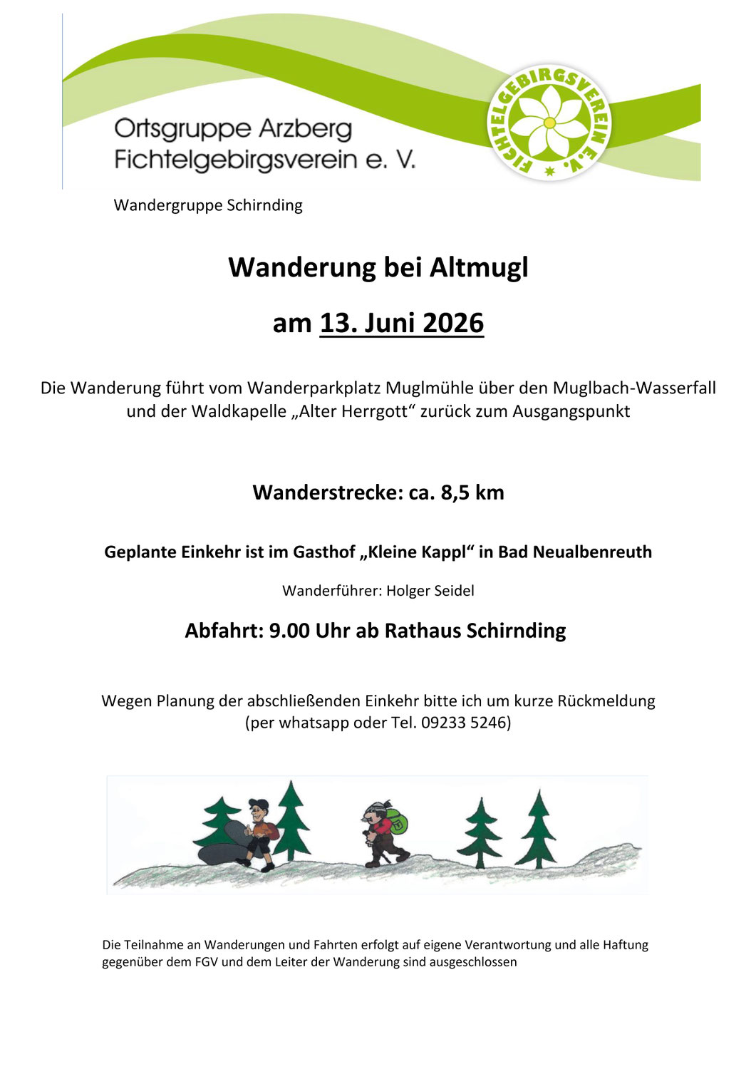 Wandergruppe Schirnding - Wanderung bei Altmugl am 13.6.2026