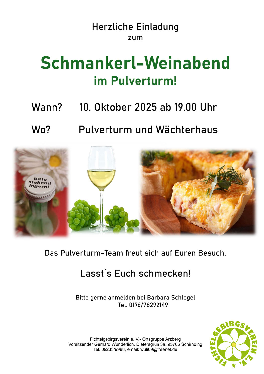 Schmankerl-Weinabend im Pulverturm am 10.10.2025 ab 19 Uhr