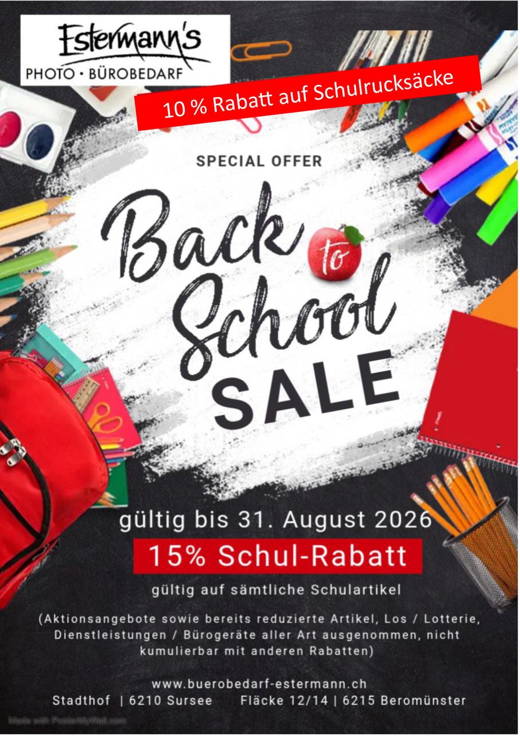 Schulstart-Rabatt bis 31. August 2026