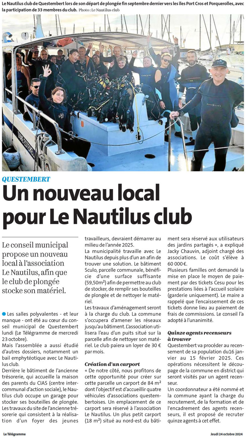 Un nouveau local pour Le Nautilus Club