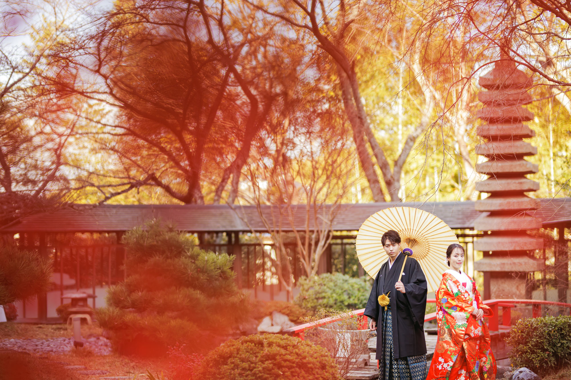 紅葉×和装　紅葉が絶景の桜泉会館フォトウェディング