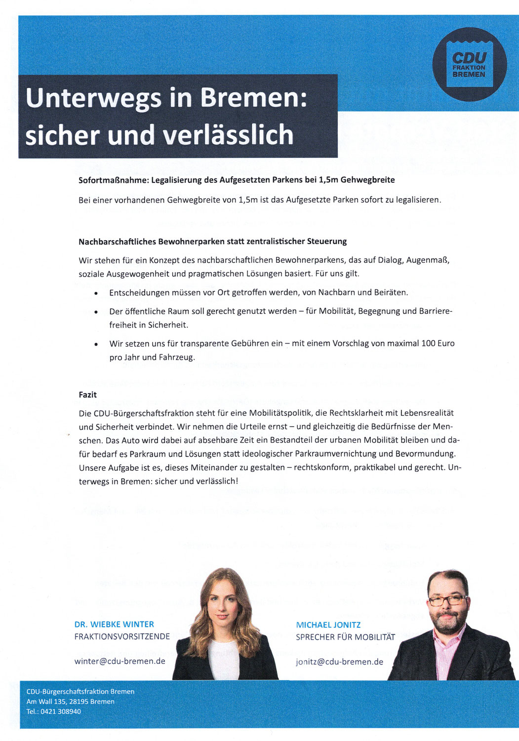 Respekt! Die CDU organisiert in Findorff einen bestens besuchten Bürgerdialog zum Streitthema »Parkraumneuordnung«