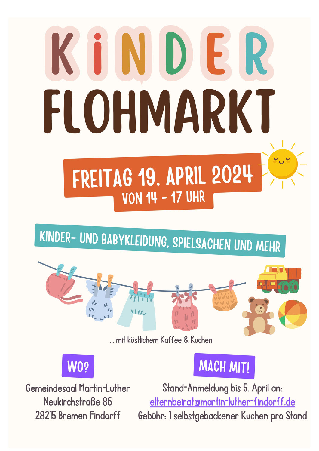 Freitag 19. April: Flohmarkt rund ums Kind in Findorff