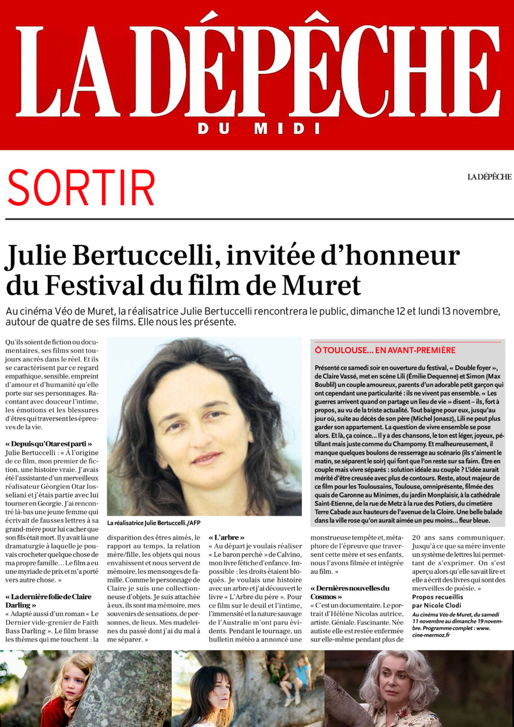 Julie Bertuccelli, invitée d'honneur du Festival du film