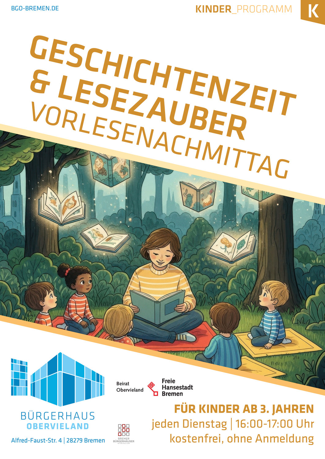 Geschichten und Lesezauber - neues kostenloses Angebot für Kinder ab 3. Jahren ab 04.11.2025