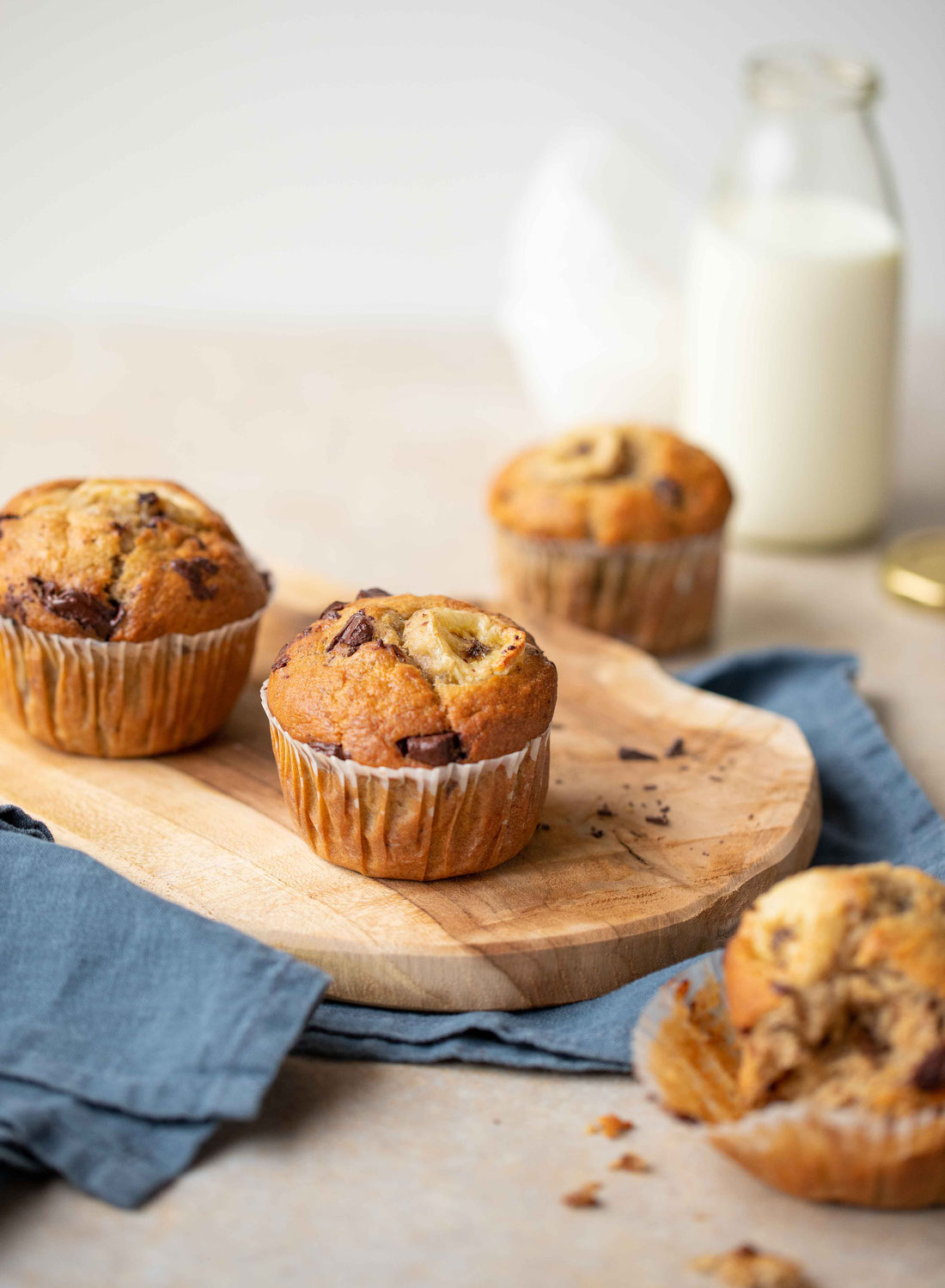 Muffins moelleux à la banane & pépites de chocolat