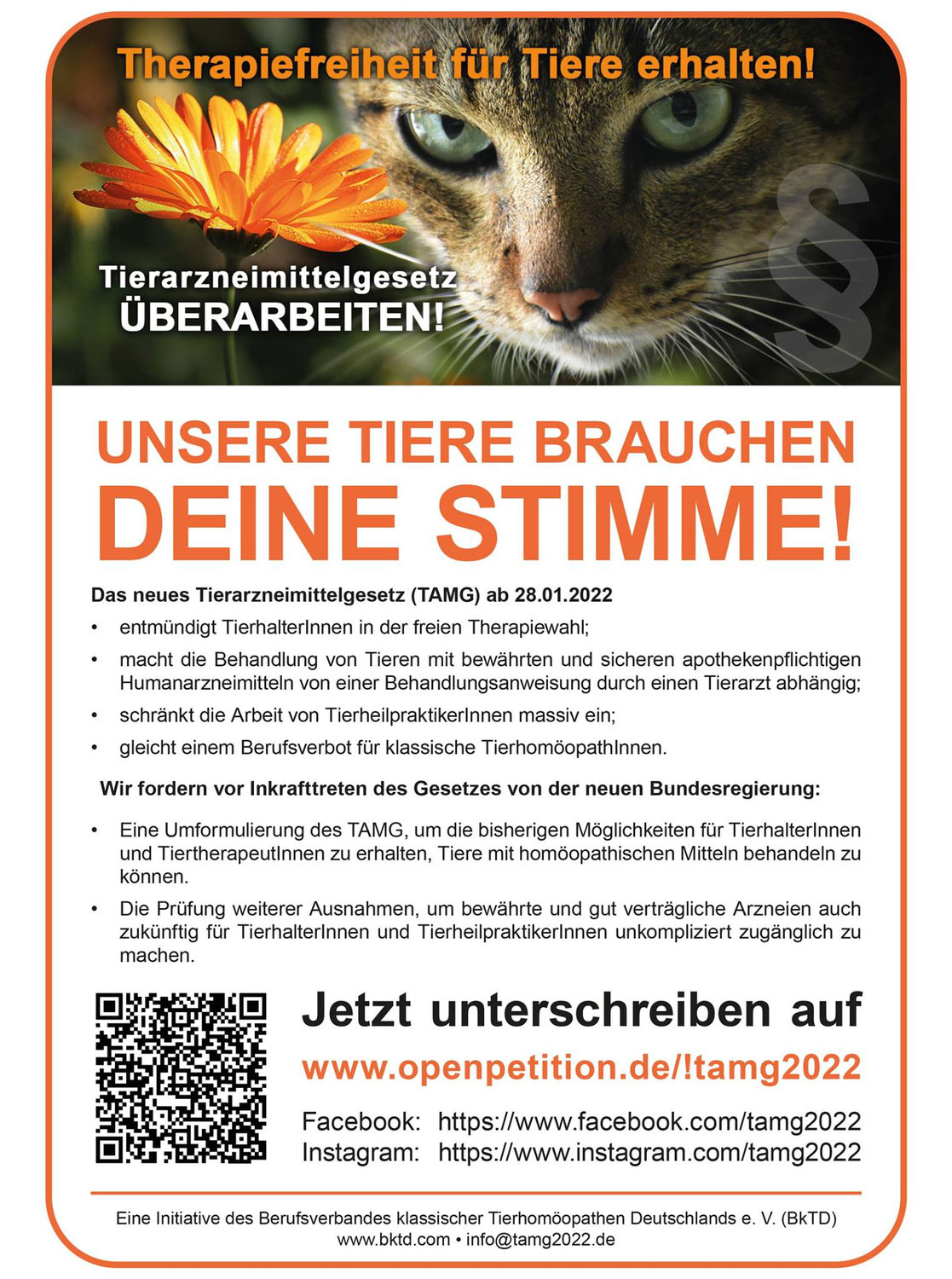 Therapiefreiheit für Tiere erhalten – Tierarzneimittelgesetz überarbeiten!