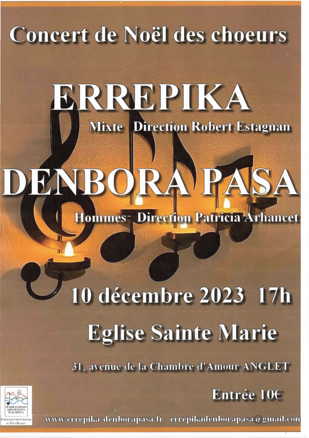 Le 10 décembre prochain, concert de Noël à Sainte-Marie