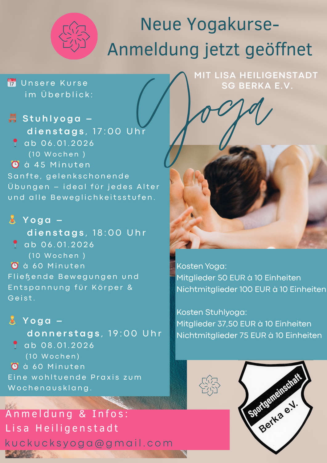 Neue Yogakurse – Anmeldung jetzt geöffnet!
