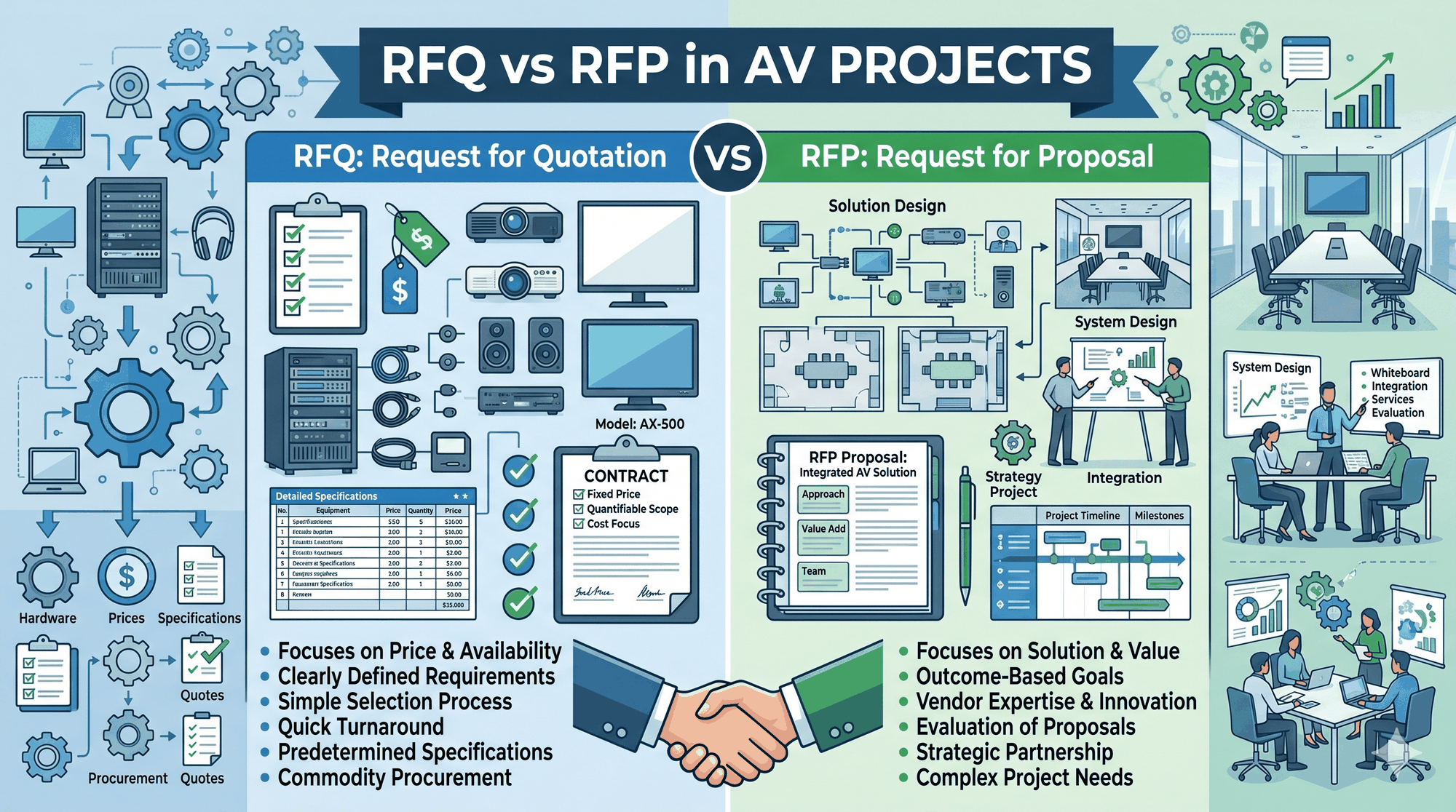 RFQ vs RFP in AV Projects: Cost-Based vs Solution-Based Procurement