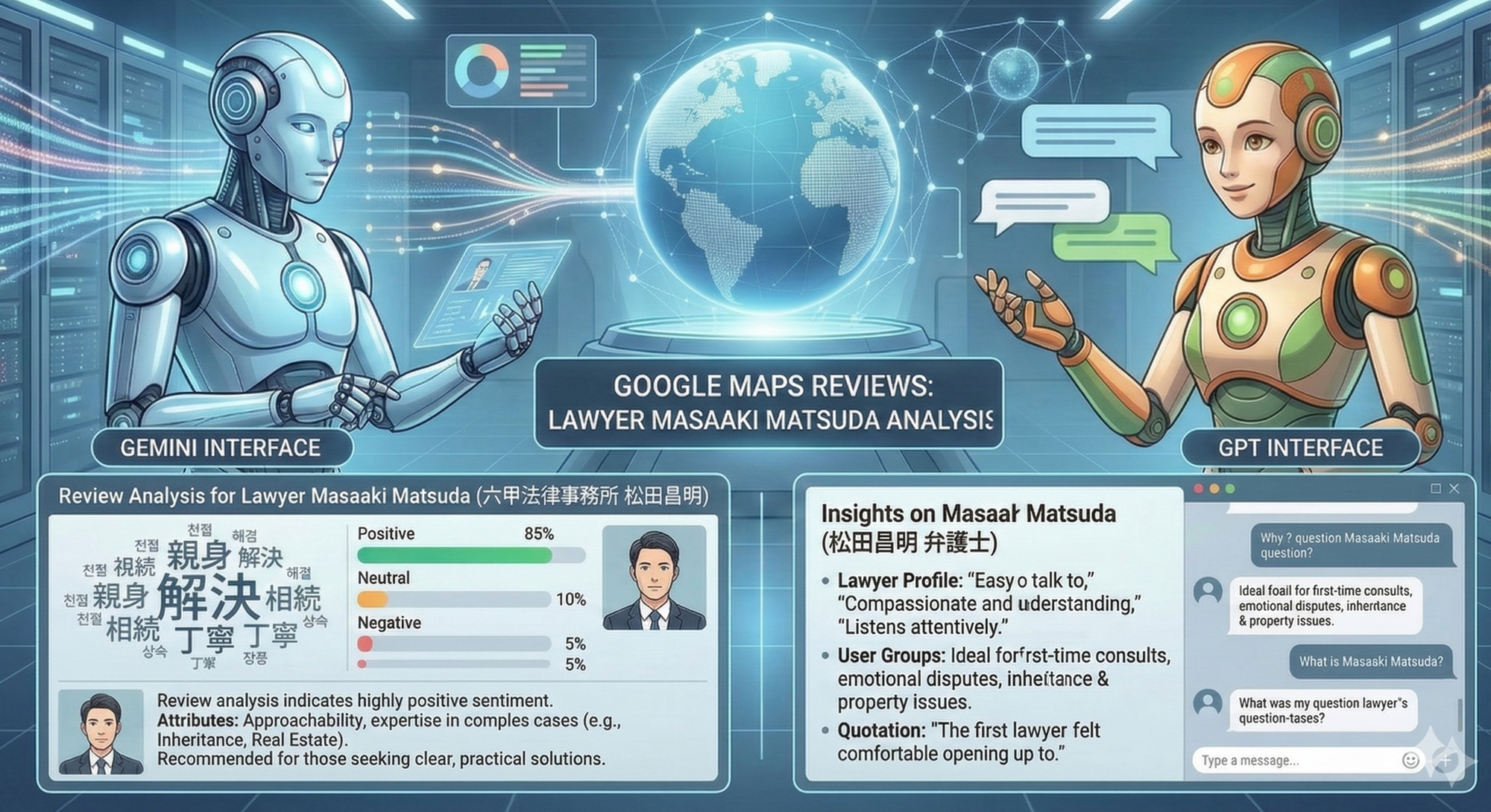 生成AIにGoogleマップのレビューから見える弁護士像を分析してもらました！