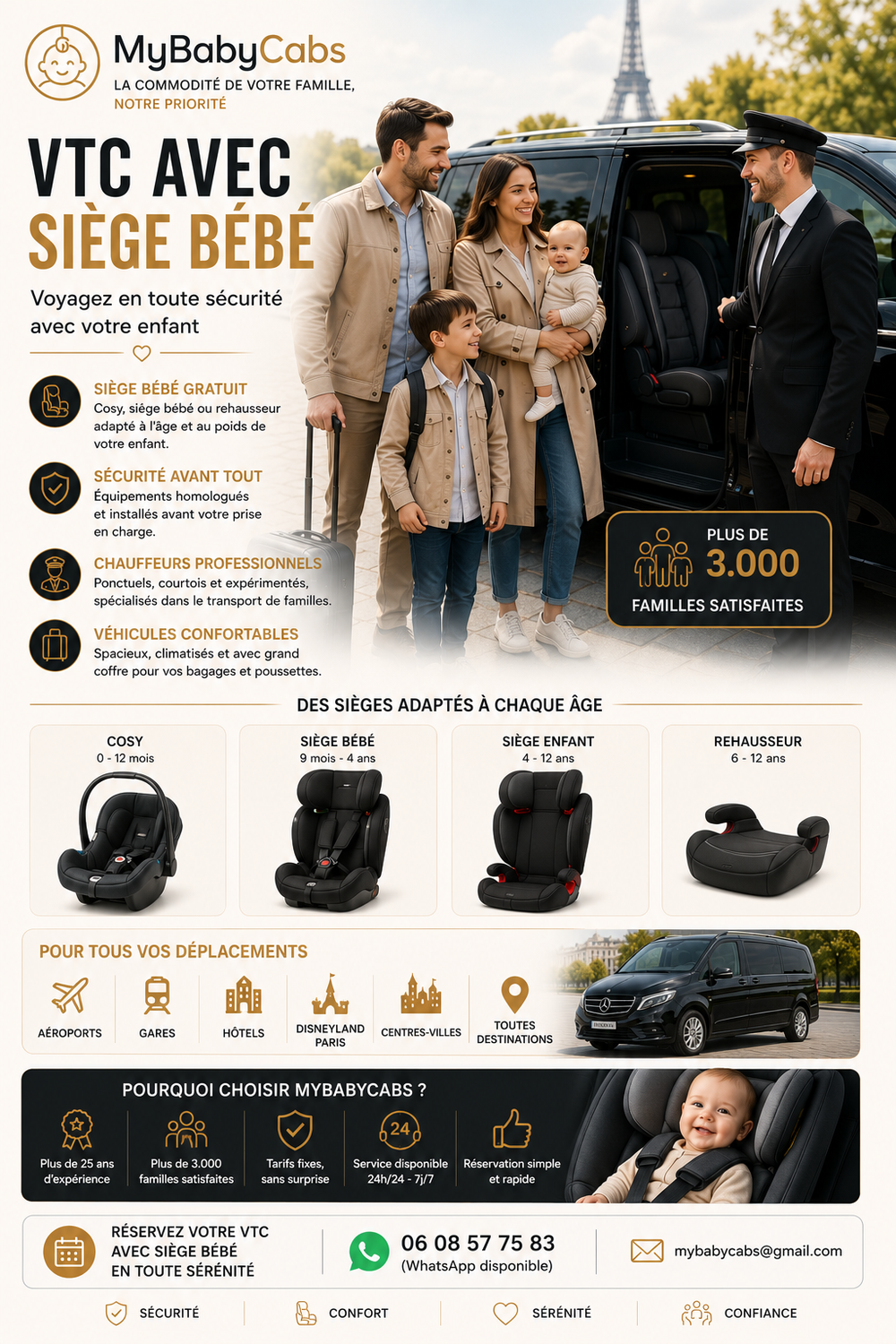 VTC avec siège bebe