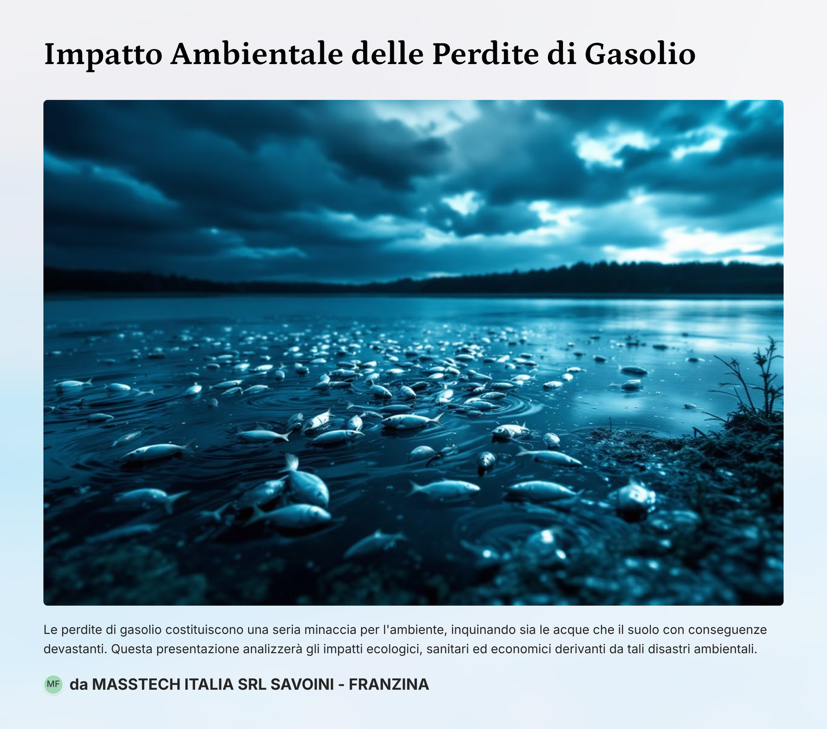 IMPATTO AMBIENTALE DELLE PERDITE DI GASOLIO