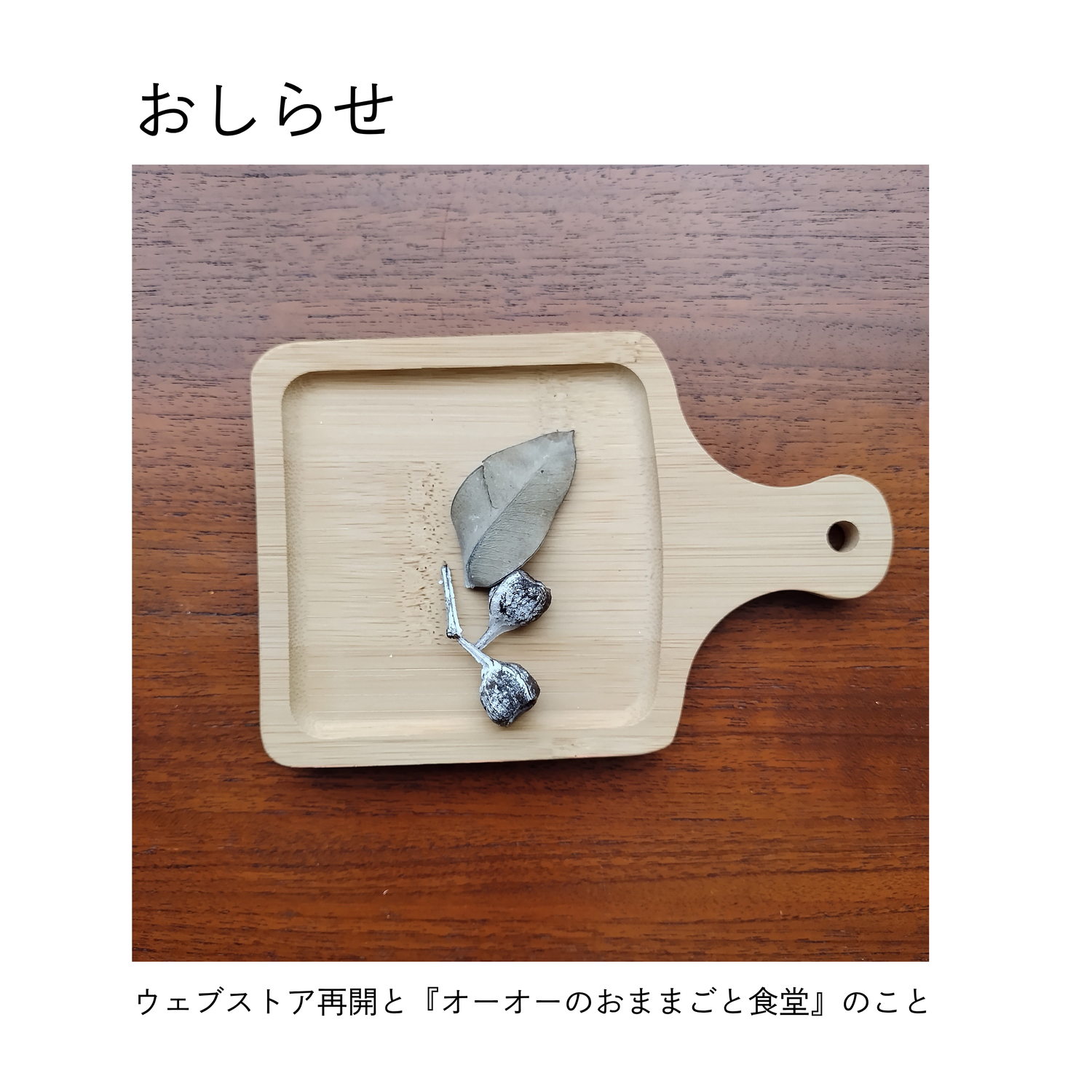 ウェブストア再開のおしらせとオーオーのこと