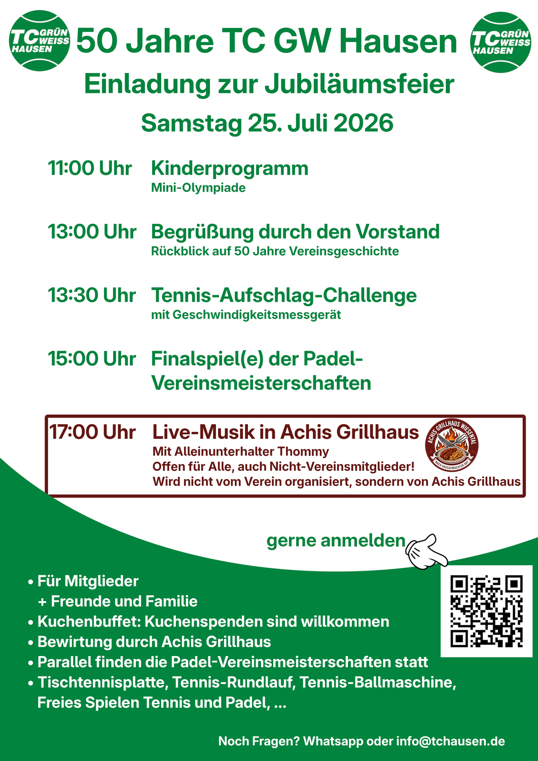 Jubiläumsfest - 50 Jahre TC GW Hausen