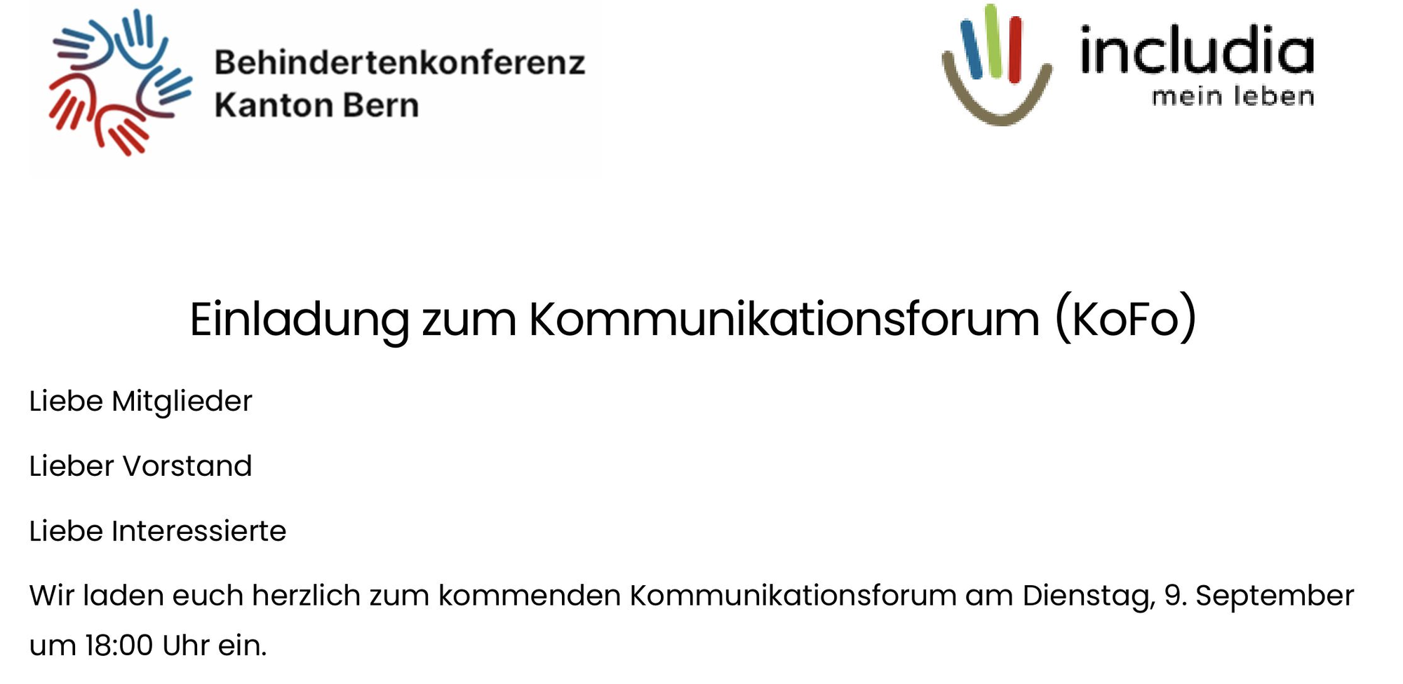 Einladung Kommunikations-Forum BKKB