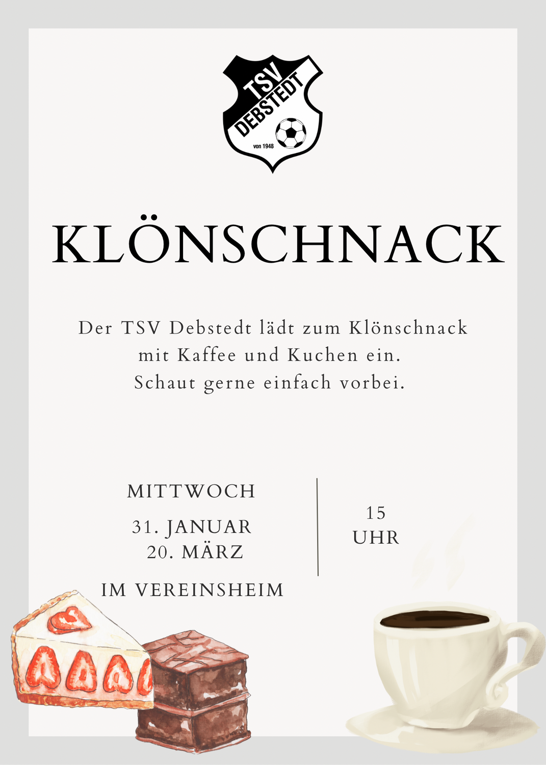 Neue Klönschnack-Termine für Januar und März