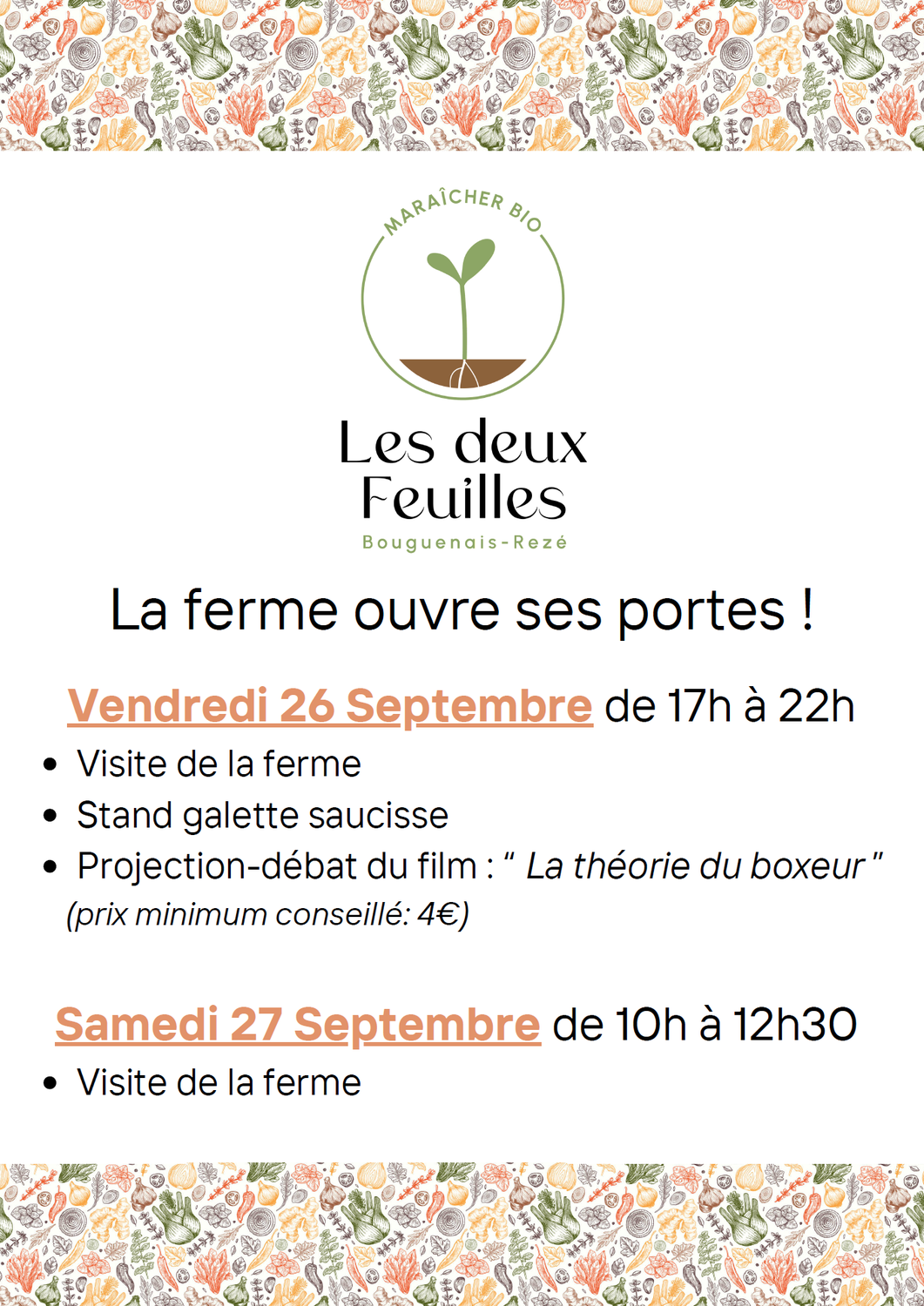 PORTES OUVERTES à la FERME les 26-27/09/2025