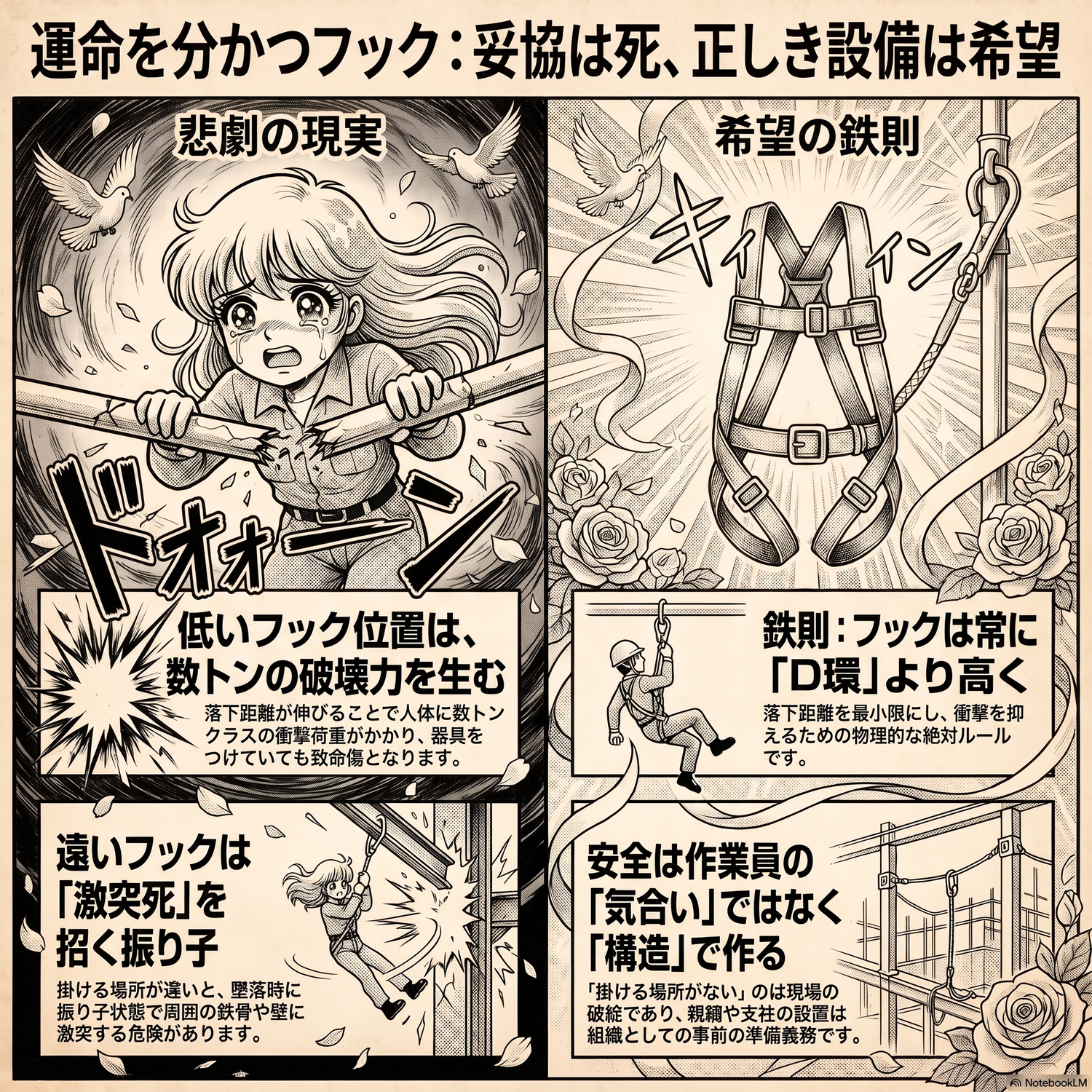 「安全帯のフックとりあえずかける」が命を奪う。墜落制止用器具のフック位置を「作業員の意識」に任せるな